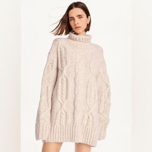 DKNY - Women's Oversized Cable Knit Oat Sweater In Camel- New with Tag